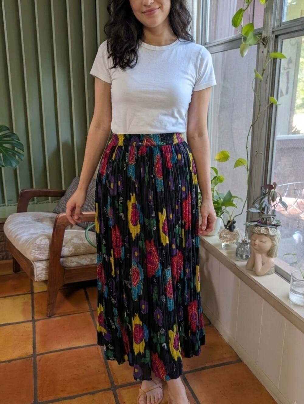 Shelly & Co. Black Floral Cotton Skirt.